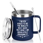 GINGPROUS Boss Gifts, I Never Asked To Be The World's Best Boss Insulated Travel Mug, Boss Day Christmas Gifts for Men Boss Manager Employer, 12oz Stainless Steel Coffee Mug with Handle, Dark Blue