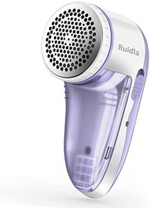 Ruidla Lint Remover Fabric Shaver, Lint Shaver Rechargeable, Pilling Remover with Stainless Steel 3-Leaf Blades, Dual Protection, Removable Bin, Easy to Remove Fuzz, Lint, Pilling, Bobbles