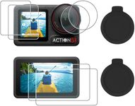 AMAZEAR Lens Screen Protector for DJI Osmo Action 5 Pro Accessories (2Sets-8Pack), Action5 Pro Camera Tempered Glass Screen Protector with Silicone Lens Cap, Scratch Resistant, Bubble-Free