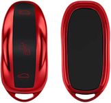 kwmobile Key Cover Compatible with Tesla Model S Car Key - Soft TPU Car Key Fob Protector Case - Red High Gloss
