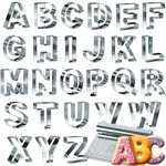 Bakerpan Stainless Steel Cookie Cutter Alphabet Shapes Set, ABC Letters Cookie Cutters, 3 1/2 Inch with Bonus Dough Cutter