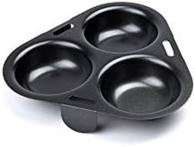 Fox Run 5202 3-Egg Poacher Insert, Carbon Steel, Non-Stick, Black, 6 x 6.25 x 1 inches