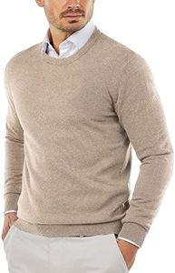 COOFANDY Men's Crew Neck Sweater Slim Fit Lightweight Sweatshirts Knitted Pullover for Casual Or Dressy Wear, Camel, X-Large