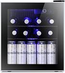 Antarctic Star Mini Fridge Cooler - 60 Can Beverage Refrigerator Glass Door for Beer Soda Wine – Glass Door Small Drink Dispenser Clear Front Removable for Home, Office Bar (1.6cu.ft)