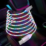 LED Light Up Flowing iPhone Charger 6FT Apple MFi Certified Lightning Cable Data Sync Cord Car LED Light Up Glowing Fast Charging Cable Cord for Apple iPhone 14/13/12/Pro/11/X/XS/XR/8/7/6/5S/SE/iPad