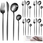 Eidsefe Silverware Set，20-Piece Premium Stainless Steel Cutlery Set，Satin Finish Flatware Set ，Include Fork Knife Spoon Flatware Sets,Service for 5，Dishwasher Safe (Black)