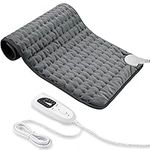 VIBOOS Heating pad, Electric Heat Pad with Automatic Switch-Off and 6 Temperature Levels Heating pad for Back Neck Shoulder Belly Heating Technology - Machine Washable (Dark Gray, 12" x 24")