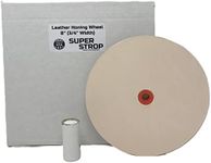 8 in Leather Honing Stropping Wheel Includes Premium White Buffing Compound Made in USA Super Strop Premium Wheel Strops fits 1/2", 5/8" and 3/4" Arbors