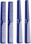 JOHNNY B. Professional 4 Pack Carbon Cutting & Styling Combs for Barbers, At-Home Use, Blue