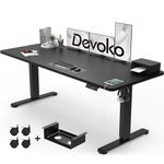 Devoko Electric Standing Desk 160x80cm with USB Charging Height Adjustable Desk with Desktop Sit Stand Up Desk Heavy Duty Steel 3 Memory Smart Pannel(Black)