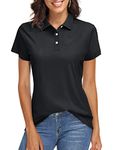 TACVASEN Women's Polo Shirts Sun Protection Short Sleeve Golf Shirt UPF 50+ Quick Dry Collared Tops, Black, L