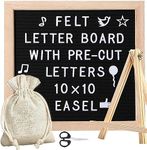 Felt Letter Board, 10x10in Changeable Letter Board with 340 Letters, Wood Frame Message Sign Board for Baby Announcements, Milestones, Office Decor, Password Sign, Farmhouse Gifts (Black)