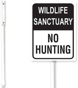 Bidesign (8X12) IN Wildlife Sanctuary No Hunting Metal Sign with Stakes Aluminium Protect Environment Yard Sign Stand For Home Road Forest Business Outdoor Decorations