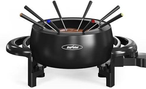 SUNVIVIPRO Fondue Pot, Electric Fondue Pot Set for Cheese & Chocolate,Temperature Control, 8-Color Coded Forks, for Cheese, Chocolate, Hot Oil, Broth, 3 Quarts