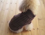 FAMI Small Dog Sweaters Knitted Pet Cat Sweater Warm Dog Sweatshirt Dog Winter Clothes Kitten Puppy Sweater (Brown- Small)