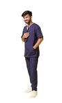 VARDi's Mellow Doctors Scrub for Men | 8 Pockets | Top & Bottom | Half Sleeves | V-neck | Breathable | Comfy | Professional Scrub Suit for Doctors Nurses OT Dress (L, Blossom Blue)