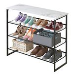 Garden 4 You 4 Tiers Shoe Rack,Multi-Purpose Adjustable Flat and Slant White Faux Marble Freestanding Organizer Storage Rack, High Heels Potted Plant for Entryway Hallway Living Room Closet