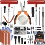 SBGGRL 132Pcs Heavy Duty Tire Repair Kit, Professional Tire Plug Kits with Rubber Nails, 50Pcs Plugs, Fix a Flat Puncture Patch Tools for Motorcycle, Car,Truck, ATV, Auto, UTV & Lawn Mower(Tubeless)