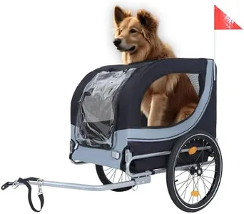Plturdke Dog Bike Trailer for Large Dogs up to 120LBS - All-Terrain Foldable Pet Carrier with Heavy-Duty Steel Frame for Cycling, Camping or Outdoor Trips (Black+ Gray)