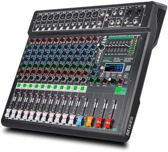 Yamnweo XF12 Professional Audio Mixer Sound Board Console Desktop System Interface 12 Channel Digital USB Bluetooth MP3 Computer Input 48V Phantom Power Supply Built-in 99 Reverb Effect (XF12)