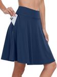 ANRABESS Knee Length Skorts Skirts for Women Summer High Waisted Golf Tennis Skirt Casual Travel Built-in Shorts Clothes Navy Blue X-Large