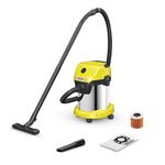 Karcher WD 3 SV Wet & Dry Vacuum Cleaner, 1000W, 23kPa Suction Power, 17L Tank, Stainless Steel Body, Blower Function, Cartridge Filter & Fleece Filter Bag, Home Car & Furniture Cleaning, German Tech