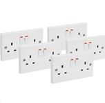 5 White Switched Twin Electric Electrical Double Socket