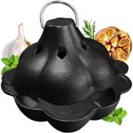 BOLVOUD Pre-Seasoned Cast Iron Dutch Oven Pot, Potato Garlic Roaster Baker, Roasted Garlic Potatoes Cooker for Kitchen Oven or Outdoor BBQ Grill, Cast-Iron Ramekin Pot with Lid