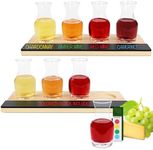 G Francis Wine Tasting Kit 2 Pack - 4 Slot Sample Drink Flight Boards with Glasses for Wine, Beer, Whiskey, Coffee, Margaritas, Cocktails - Wooden Chalkboard Holder Beverage Tasting Kit for Home