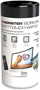 Monster ScreenClean Soft Touch Wipes, Screen Cleaner Wipes for Computer Screens, TV, Phones, Tablets, and Car Touch Screens, Home Office, 70 Count