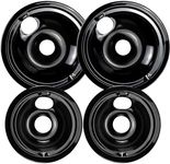 Cenipar WB31M20 & WB31M19 Range Burner Drip Pan Bowls Porcelain Plated for Electric Stove Compatible with GE Hotpoint PS244375 AP2028044 Include 2 x 8-Inch + 2 x 6-Inch Drip Pans