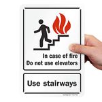 SmartSign"In Case Of Fire Do Not Use Elevators, Use Stairways" Sign | 7" x 10" Plastic