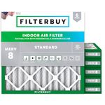 Filterbuy 13.25x13.25x2 Air Filter MERV 8 Dust Defense (6-Pack), Pleated HVAC AC Furnace Air Filters Replacement (Actual Size: 13.25 x 13.25 x 2.00 Inches)