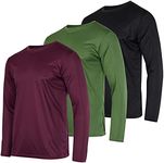 3 Pack Mens Fishing Sun Long Sleeve T-Shirt Mesh Workout Dry Fit Gym Tee Casual Athletic Active Casual Wicking Exercise Running Sport Hiking Training Top UPF