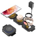 Pocket Wireless Charging Station for Samsung Android Devices, Foldable Fast Wireless Charger for Samsung Galaxy S24 S23 Ultra Z Flip Fold 6/5 Wireless Watch Charger for Galaxy Watch 7/6, Buds 3 Pro