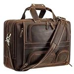 Polare Full Grain Cowhide Leather 17'' Laptop Large Briefcase for Men Business Messenger Bag Work Bag