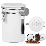 Coffee Canister,Coffee Container,22 OZ Airtight Stainless Steel Kitchen Food Storage Container for Coffee Beans,Grounds Tea,Cereal,Sugar,Coffee Jar with Date Tracker and Scoop.(white)