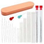 38 Pcs Beading Needles Set 4 Sizes Big Eye Beading Needles 5 Sizes Long Straight Beading Needles Seed Bead Needles with Threader and Needle Bottle for Bracelets and Jewelry Making