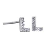 VIKI LYNN Women Girls 925 Sterling Silver Cubic Zirconia Letter L Stud Earrings Tiny Size