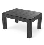 URBN GARDEN Black Rattan Coffee Table Stylish Outdoor Bistro Patio Furniture with Wood-Look Top, Perfect for Garden, Balcony, or End Patio Setting