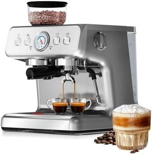 Havato Espresso Machine with Grinder, Professional Commercial 15 Bar Semi-automatic Coffee Maker with Milk Frother Steam Wand for Cappuccino/Latte, 95oz Removable Water Tank, Ideal for Home/Office
