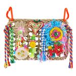 Pethee Budgie Toys Cockatiel Foraging Toys for Parrots Parakeets Conures Bird Chewing Shredding Wall with Colorful Toys Bird Climbing Net for Love Birds Finches