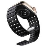 Bandletic Magnetic Strap Compatible with Apple Watch Strap 45mm 44mm 42mm 49mm, Soft Breathable Silicone Sport Band for Apple Watch Ultra 2/SE/iWatch Series 9 8 7 6 5 4 3 2 1 Ultra for Women Men,Black