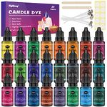 Candle Dye - 24 Colors Liquid Candle Making Dye for DIY Candle Making Supplies Kit, Food Grade Ingredients Oil-Based Candle Coloring for Soy Wax Dyes, Beeswax, Each 0.35oz/10ml