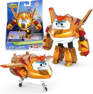 Super Wings Transforming Golden Boy, Figura de Juego transformable de Aprox. 12,7 cm de Altura, Figura de avión y Robot de Juguete para niños y niñas Mayores de 3 años