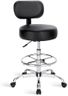 SUPERJARE Drafting Chair with Back, Adjustable Foot Rest Rolling Stool, Multi-Purpose Office Desk Chair, Thick Seat Cushion for Home Bar Kitchen Shop - Black