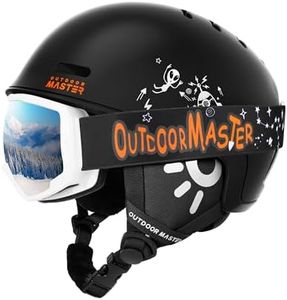 OutdoorMaster Kids Ski Helmet and Goggles Set, Snowboard Helmet, Durable PC Shell & EPS Foam, Snow Helmet 12 Cooling Vents, Dial Fit Skiing Helmet, Safety-Certified Snow Sport Helmets for Boys & Girls