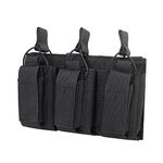 Tactical MOLLE Triple Mag Pouch,Elastic Nylon Rifle Open-Top Magazines Pouch for 5.56 .223 Magazines Black