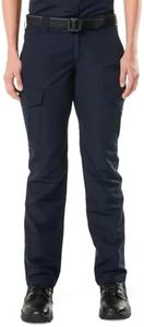 5.11 Tactical Women's Fast-Tac Cargo Professional Uniform Pants, Polyester Ripstop, Dark Navy, 12/Long, Style 64419