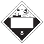 Class 8 Corrosive Placard, Blank 25-pk. - 10.75" x 10.75" Removable Self Adhesive Vinyl for Temporary Applications - J. J. Keller & Associates - Complies with DOT Hazmat Placard Requirements